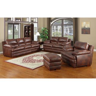 Baron Brown Leather Sofa Set