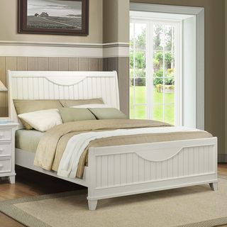 Alderson Cottage White Beadboard Crescent Shaped Queen size Bed