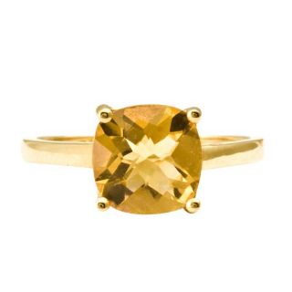 10k Yellow Gold Cushion cut Citrine Solitaire Ring