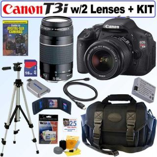 Canon EOS Rebel T3I 18MP DSLR Camera with 18 55 IS II & 75 300 Lenses