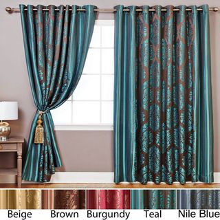 Wide Width Damask Jacquard Grommet 84 inch Curtain Pair