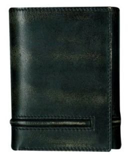 Levis Mens Trifold Brushed Off Leather Wallet,Black,One