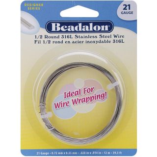 Beadalon Stainless Steel Half Round 21 gauge Wrapping Wire