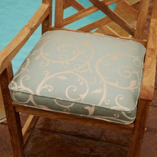 Clara Blue/ Beige Swirl 19 inch Square Outdoor Chair Cushion