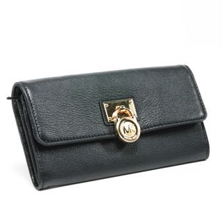 MICHAEL Michael Kors Hamilton Large Black Leather Flap Wallet