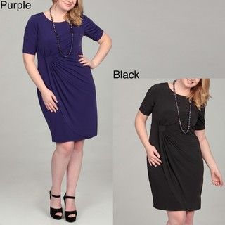 Connected Apparel Womens Plus Size Side drape Jersey Dress