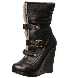 Betsey Johnson Womens Ryderrr Wedge Buckle Boots