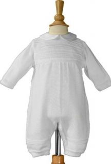 Boys Knit White Christening Baptism Coverall Clothing