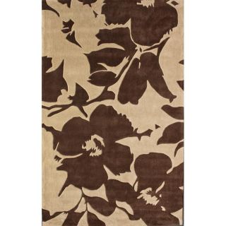 Handmade Alexa Pino Collection Brown Floral Pattern Rug (76 x 96