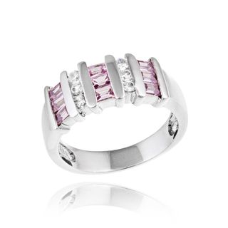 Icz Stonez Sterling Silver Pink & White CZ Ring