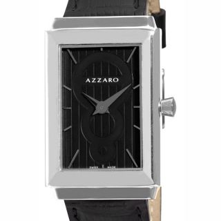 Azzaro Mens Legend Rectangular Black Strap Watch