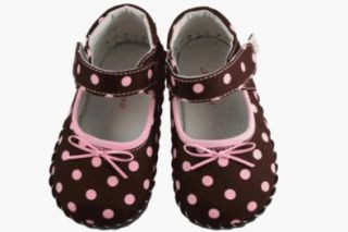 Baby Mary Janes Shoes Brown Pink Polka Dot, Small (6 12 Months) Shoes