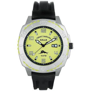 Tommy Bahama Mens Yellow Casual Rubber Strap Watch