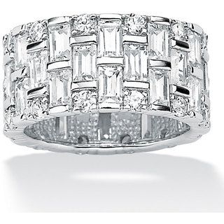 Ultimate CZ Gold over Silver Cubic Zirconia Eternity Ring