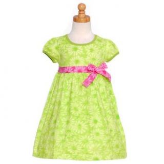 Toddler Little Girls Green Floral Cap Sleeve w/ Bow Summer