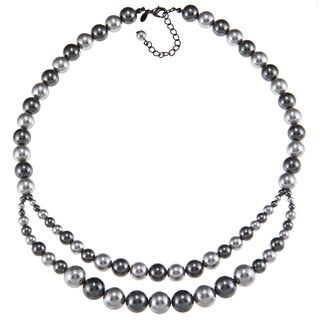 Roman Graduated Two tone Grey Faux Pearl Necklace
