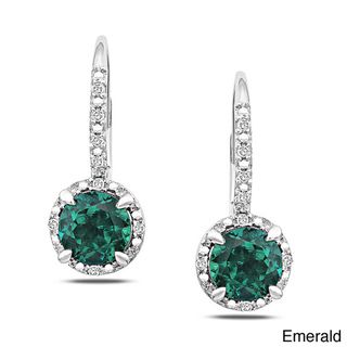 Miadora Sterling Silver Gemstone and Diamond Earrings