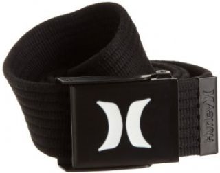 Hurley Mens Ribbed Web Belt, Black, One Size Clothing