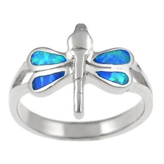 Tressa Sterling Silver Blue Opal Dragonfly Ring