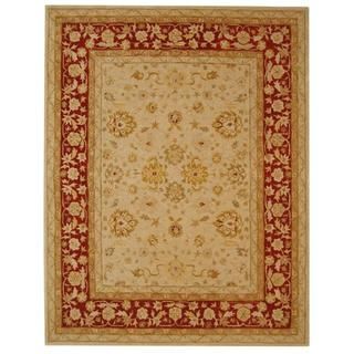 Handmade Ancestry Ivory/ Red Wool Rug (12 x 15)