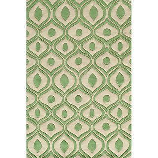 Hand Tufted Modern Waves Green Polyester Rug (50 x 76)