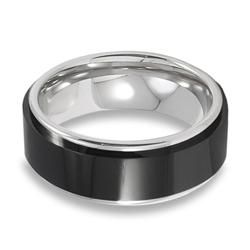 Mens Tungsten Carbide Black Ceramic Inlay Ring