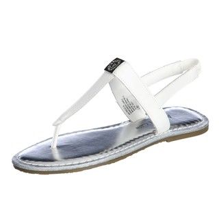 AK Anne Klein Womens Tresca White T strap Sandals