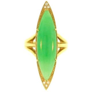 Mason Kay 18k Gold Green Jadeite and 1/10ct TDW Diamond Ring (G H, VS1