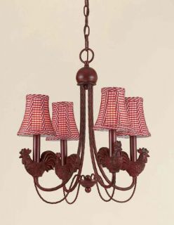Rooster 4 light Iron Chandelier