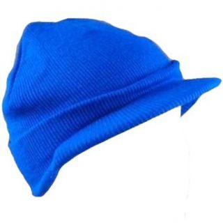 New 2 ply Winter Ski Military Knit Visor Beanie Hat * Blue