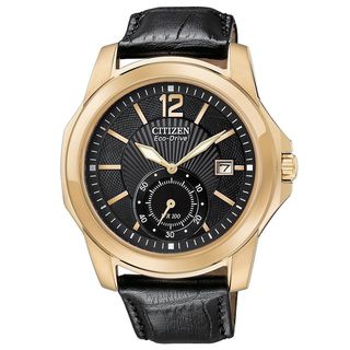 Citizen Mens Eco drive Rose Gold tone Leather Strap Watch