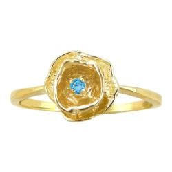 10k Gold December Birthstone Swiss Blue Topaz Flower Ring