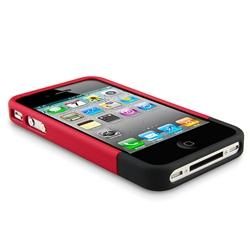 Red and Black Snap on Rubber Case for Apple iPhone 4