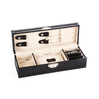 Morelle Black Tiffany Leather Vault Jewelry Box