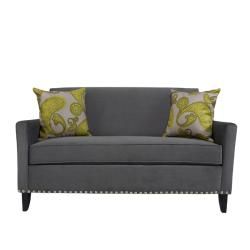 angeloHOME Sutton Antique Silver Gray Sofa with Paisley Pillow