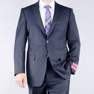 Mantoni Mens Navy Pinstriped 2 button Wool Suit