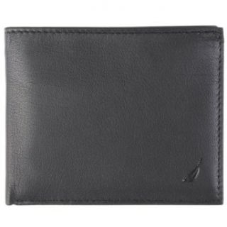 Nautica Mens Genuine Leather Topstitched Passcase Wallet