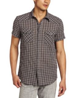 Kenneth Cole Mens Western Crinkle Check Shirt Clothing