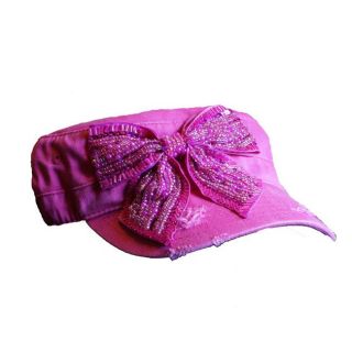 Olive Juice Womens Pink Rhinestone Bow Hat