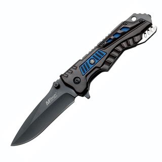 MTech USA Linerlock Knife with Black Aluminum Handle and Blue Trim