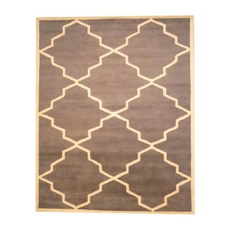 Indo Hand tufted Gray/ Ivory Wool Rug (8 x 10)