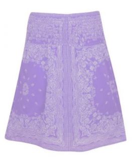 Plus Size Lilac Smock Waist Skirt Clothing