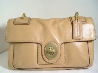 Authentic Coach Coho Camel Leather Peyton Flap Handbag