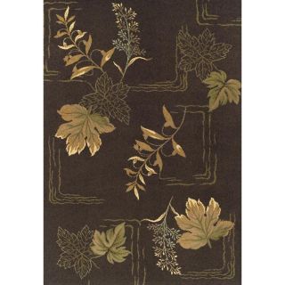 Alexa Abbey Modern Brown Leaf Pattern Floral Rug (49 x 75