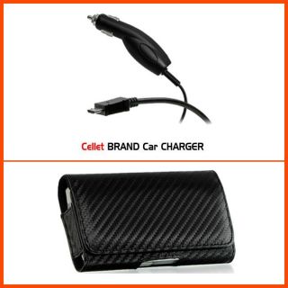 LG Quantum C900 Carbon Fiber Style Horizontal Belt Clip Case with Car