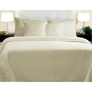 Adele Cotton Full/Queen size Ivory Quilt Set