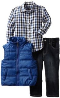 Kenneth Cole Boys 2 7 Toddler Puffy Vest with Plaid Shirt
