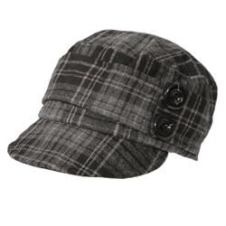 Hailey Jeans Co. Womens 2 button Plaid Military Hat