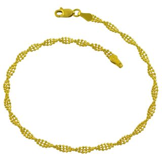 Fremada 14k Yellow Gold Diamond cut Twisted 3 Row Bead Ball Bracelet