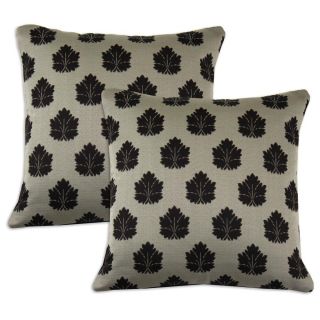 Beige and Light Eggplant Leaf print Accent Pillows (Set of 2